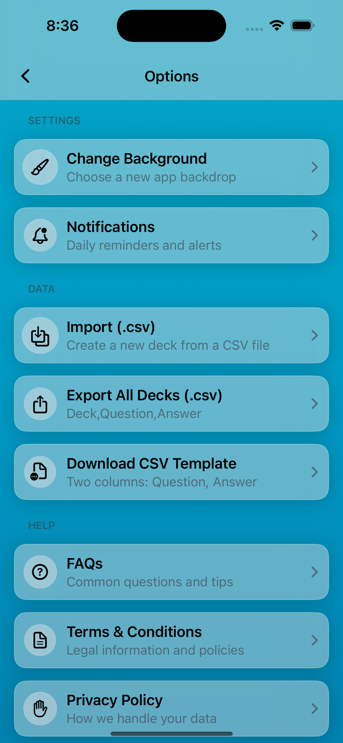 App options view